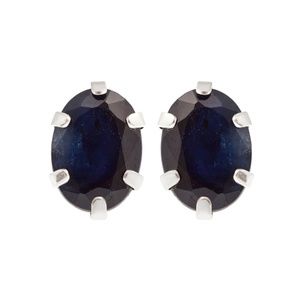 Silver Earrings Set with 7x5mm Genuine Gemstones